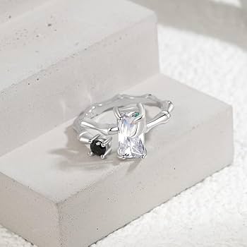 【@1180】糖心雪天使 Amazon.com: s925银小方糖竹节戒指小众异性开口戒ins风小众设计